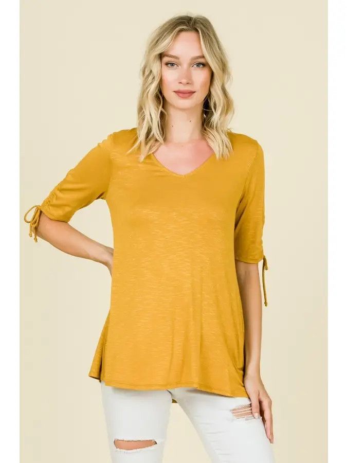 Ruch Sleeve Tunic, Color: Mustard, Size: 1X