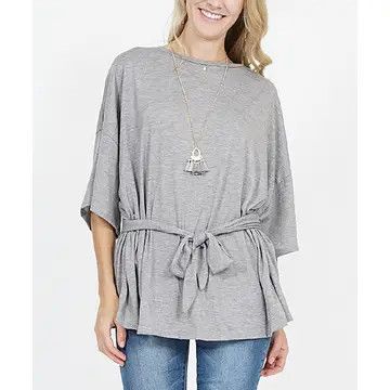 Front Tie Tunic, Color: Grey, Size: 1X
