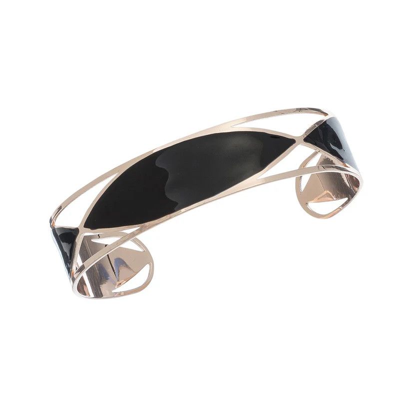 SS Oval Bracelet, Color: RG/Blk, Size: O/S