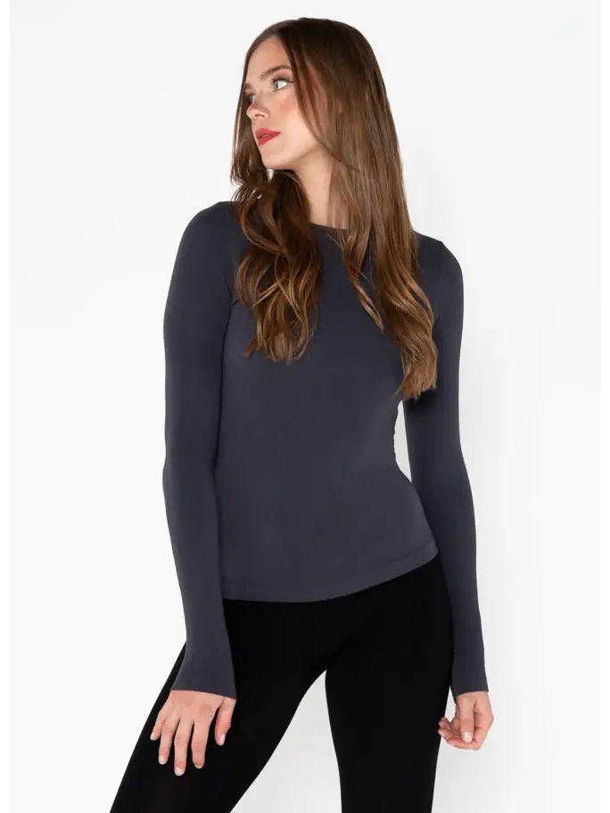 CEBT1020 LS Crew Top L, Color: Lead, Size: O/S