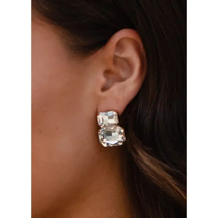 Rhinestone Stud ER, Color: Silver, Size: O/S