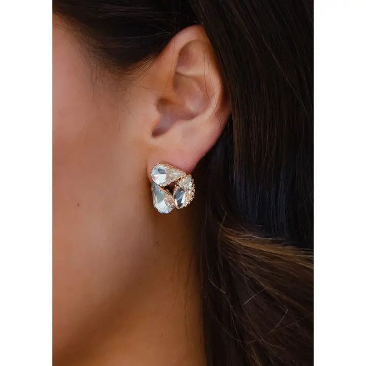 Tristone Stud ER, Color: Silver, Size: O/S