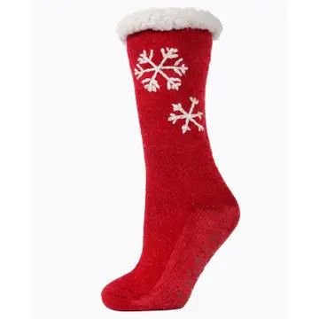 Snowflake Slipper Sock, Color: Red, Size: 9-11