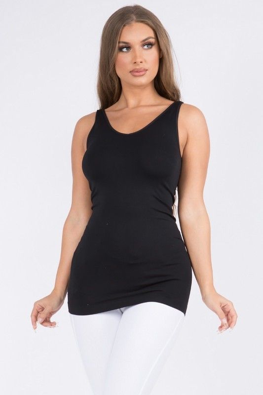 Reversable Seamless Tank, Color: Black, Size: O/S
