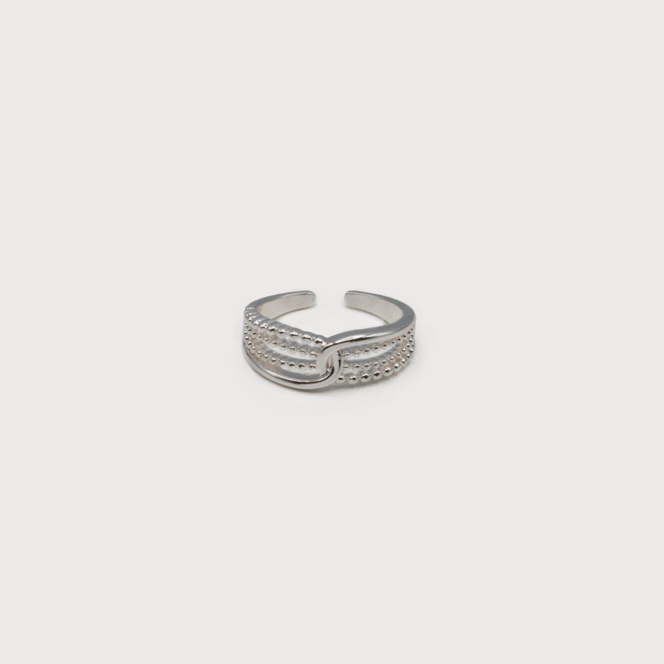 Beaded Open Ring, Color: Silver, Size: 6