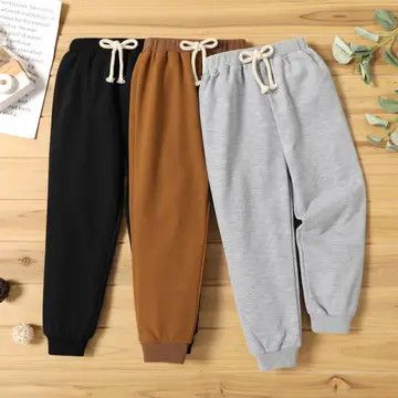 Unisex Casual Joggers, Color: Black, Size: 5-6 Yrs