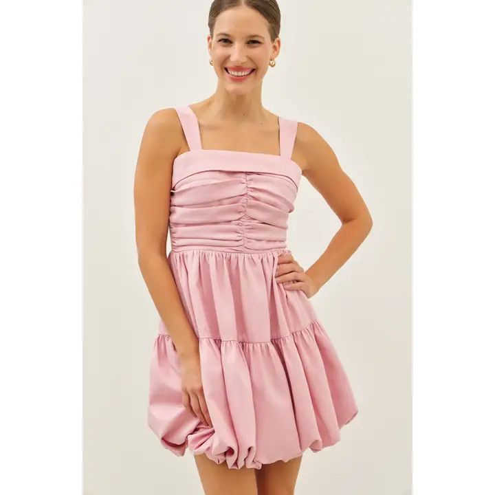 Bubble Hem Dress, Color: Pink, Size: Small