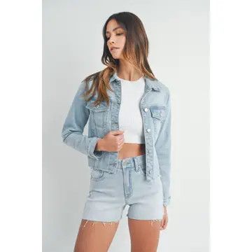 Denim Jacket w/Fray, Color: Lt Blue, Size: Small