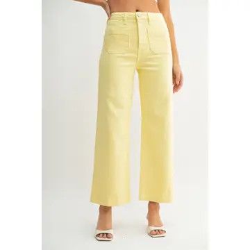 Patch Pocket Wide Leg Jean, Color: Sunshine, Size: 24-0