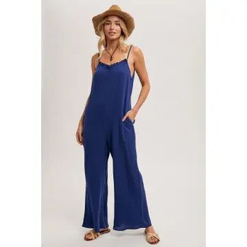 Sleeveless Jumpsuit, Color: Denim, Size: Small