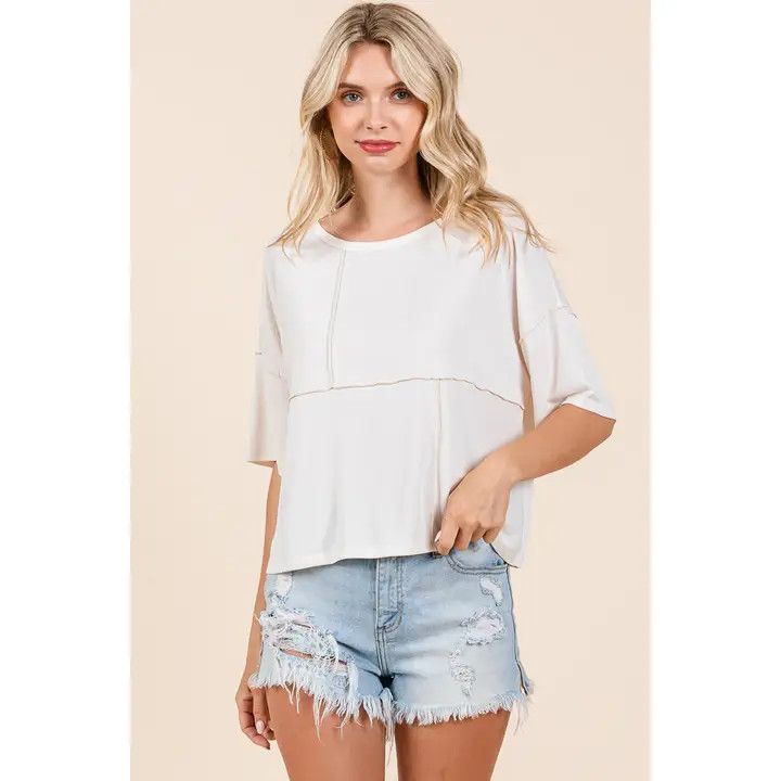 Puzzle Block Top, Color: Ecru, Size: Medium