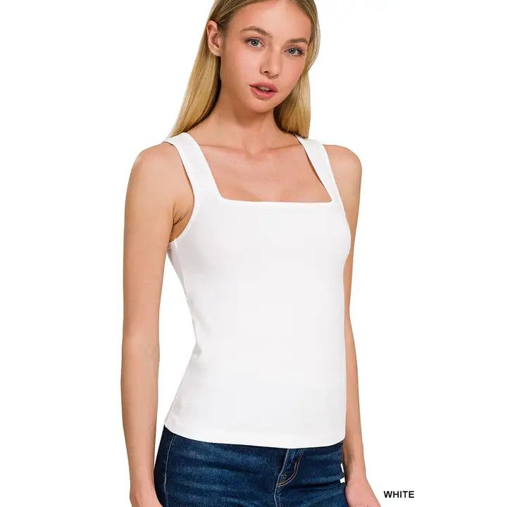 Square Neck Crop Top, Color: White, Size: Small