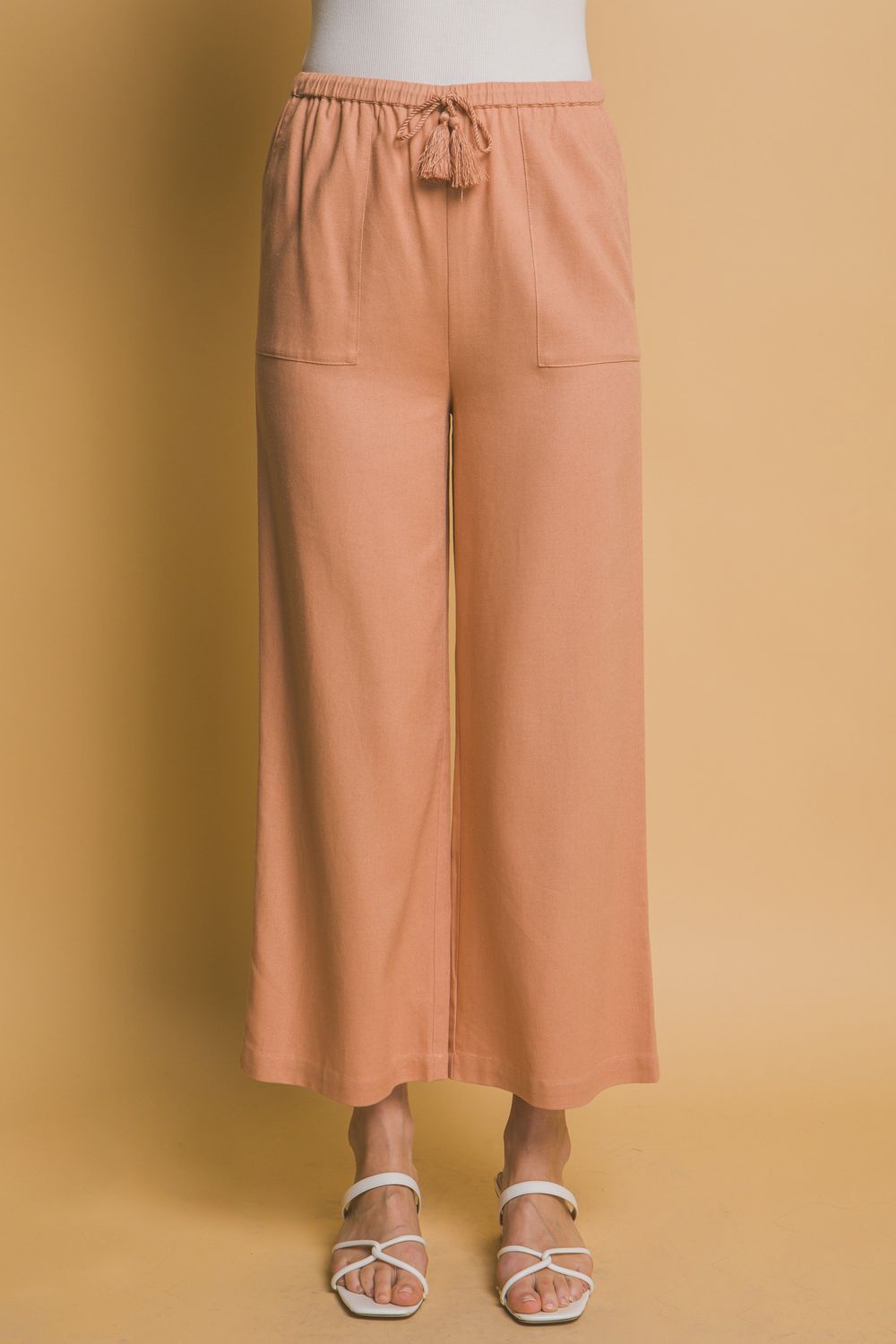 Linen Ankle Pants, Color: Clay, Size: Small