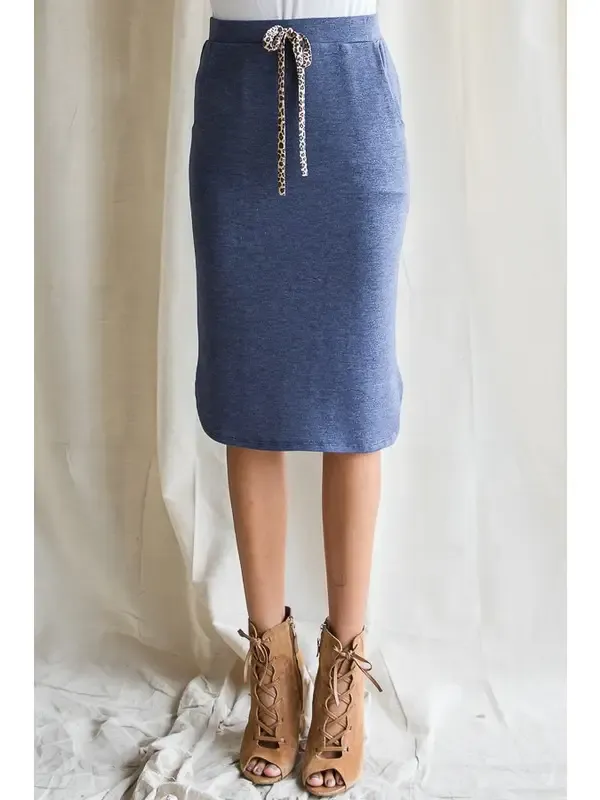 Midi Skirt Elastic Waist