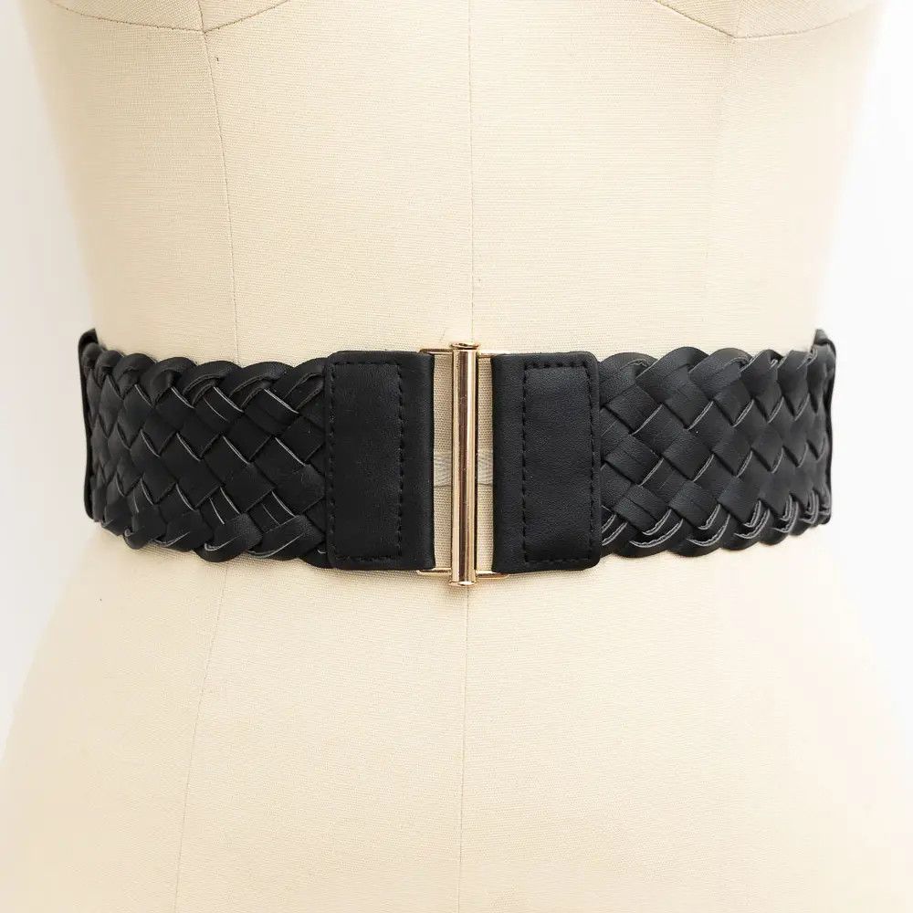 Basket Weave Belt, Color: Black, Size: O/S