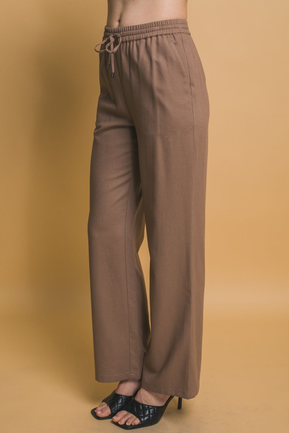 Blended Linen Pants, Size: Small, Color: Mocha