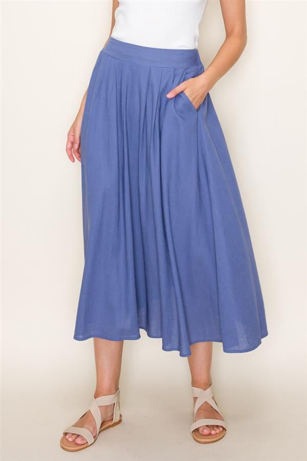 Pleat Front Skirt, Size: Small, Color: Slate