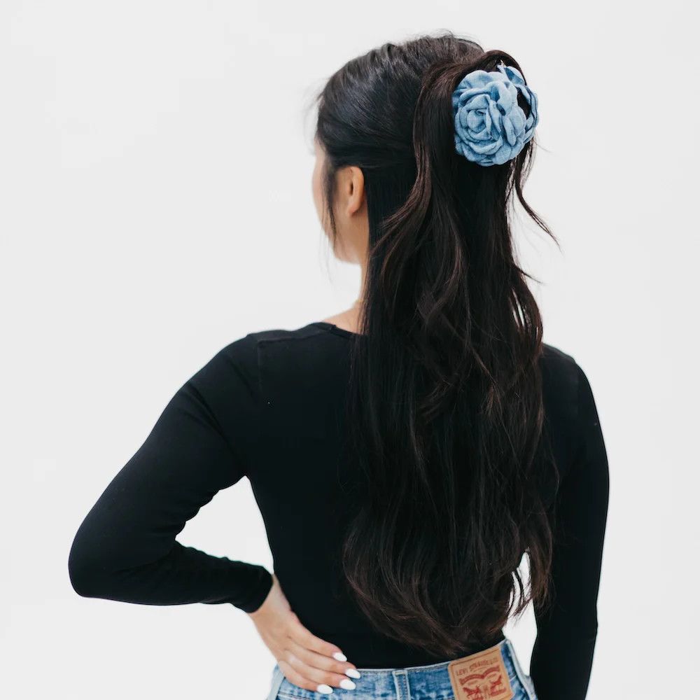 Rose Hair Claw Clip, Color: Denim, Size: OS