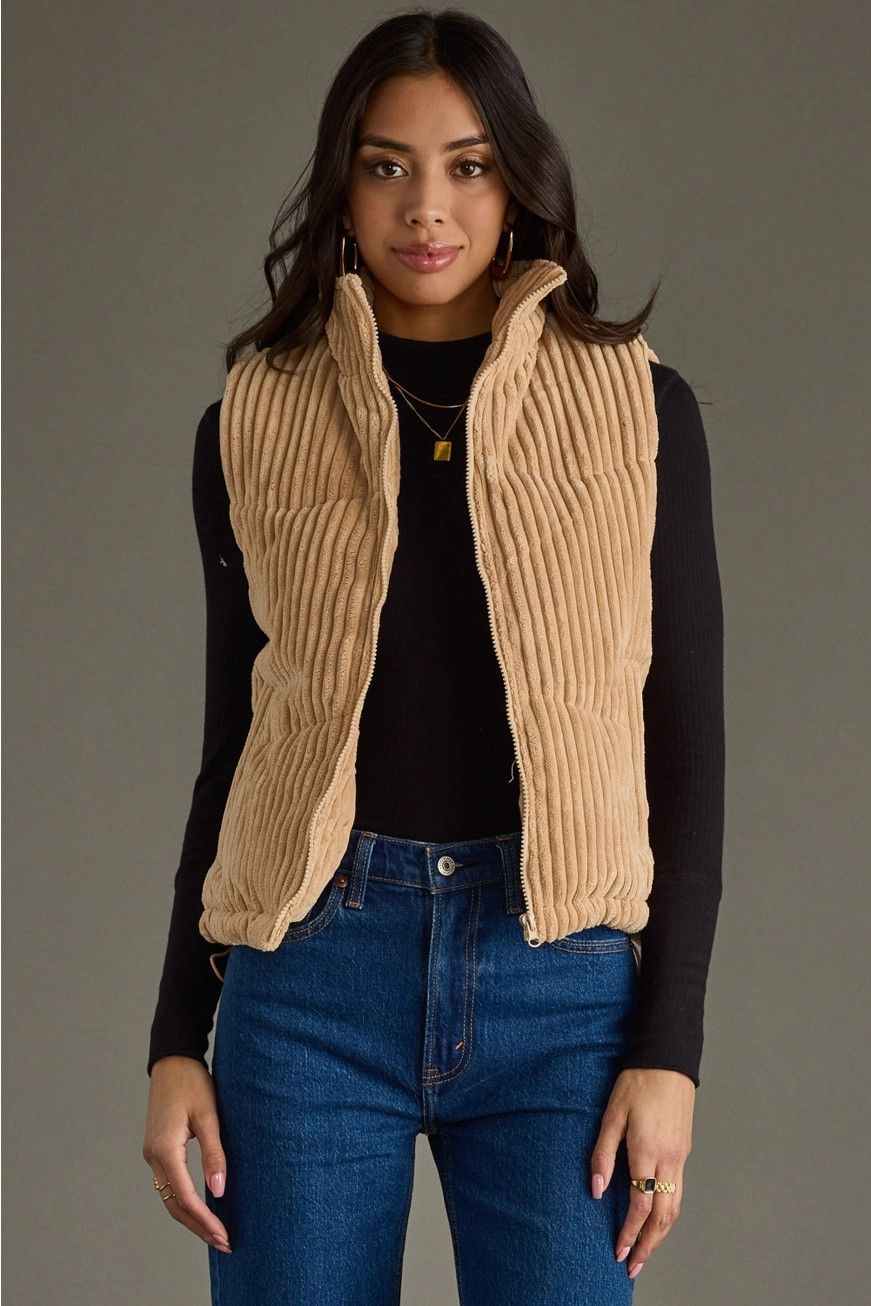 Corduroy  Vest, Color: Tan, Size: Small