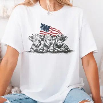 Cow Flag T-Shirt, Size: Small, Color: White