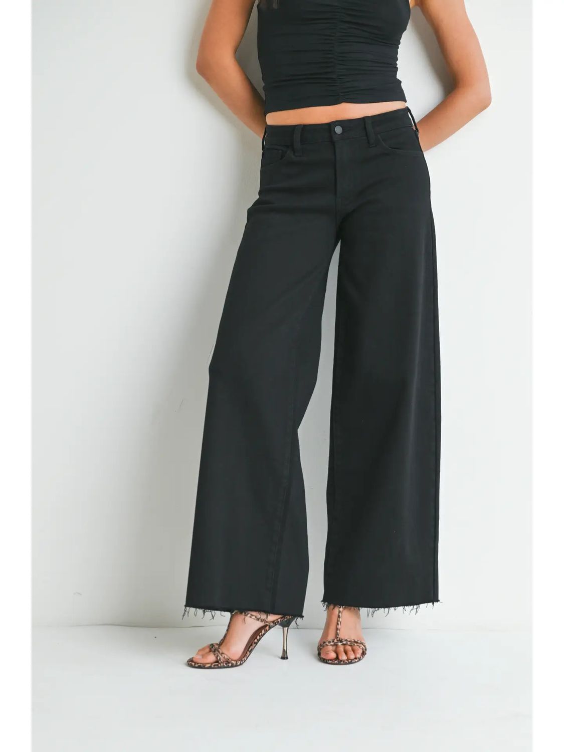 Relax Wide Leg Jean, Color: Black, Size: 8
