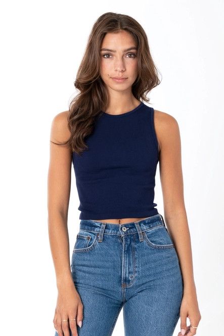 CEBT1022 Bamboo Ribbed Tank, Color: Black, Size: O/S
