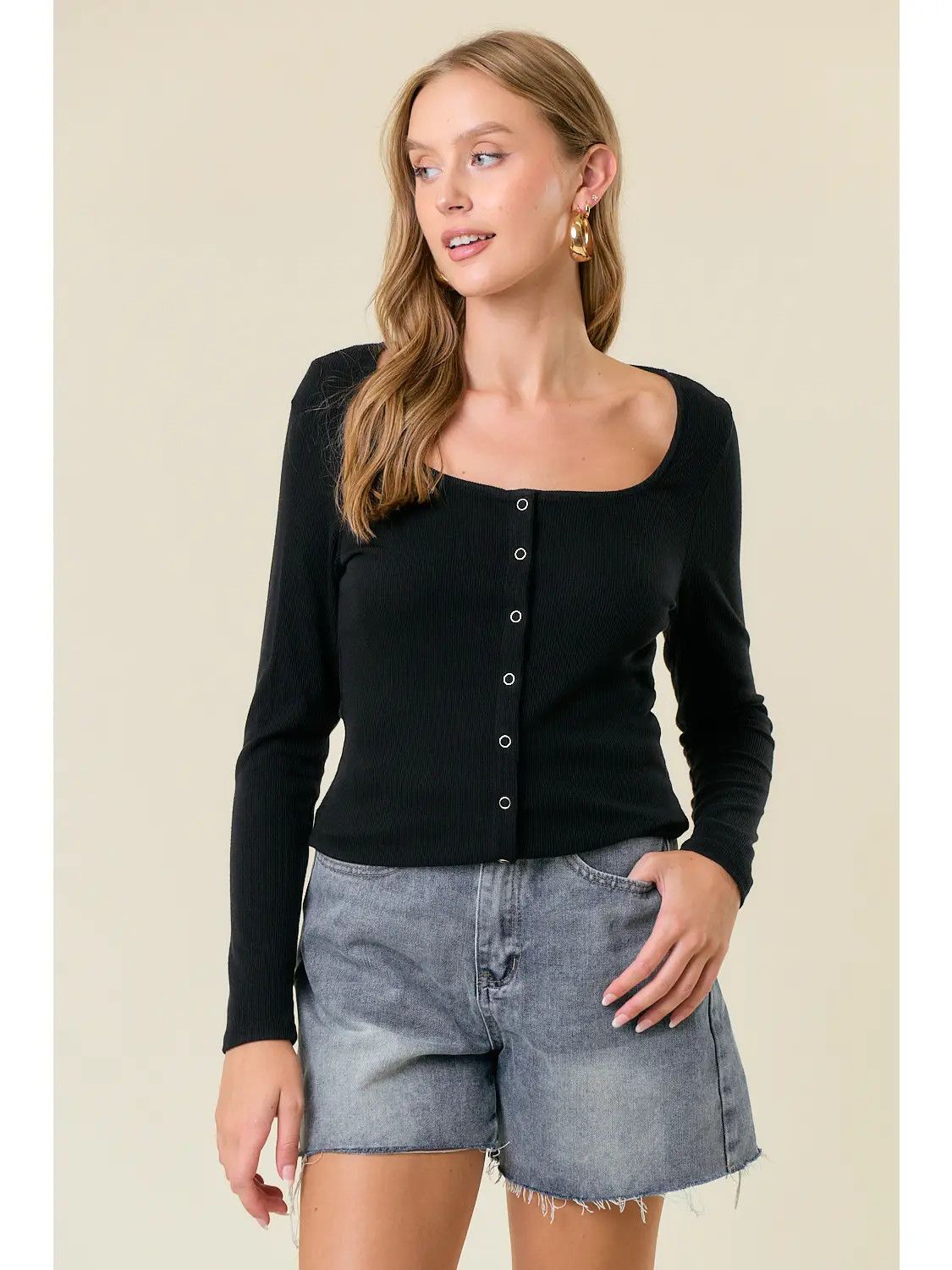 Sq Neck Cardigan, Size: Small, Color: Black