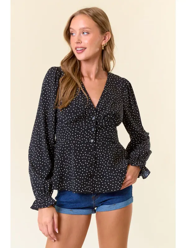 Polka Dot  Button Top