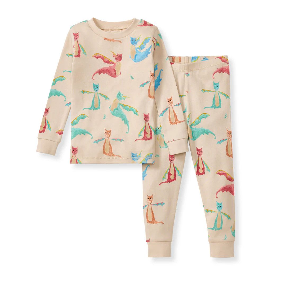 Dragon PJ Set, Size: 2T, Color: Sandshell