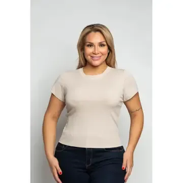 Plus Crew Neck Crop Tee