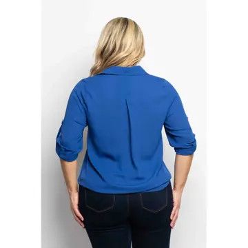Plus Collar Pleat Detail, Size: 1X, Color: Royal