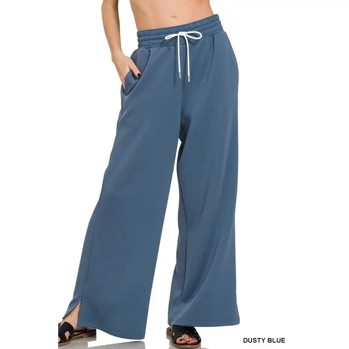 Scuba Drawstring Pants, Color: Blue, Size: Small