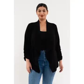 Plus Rouched Sleeve Blazer
