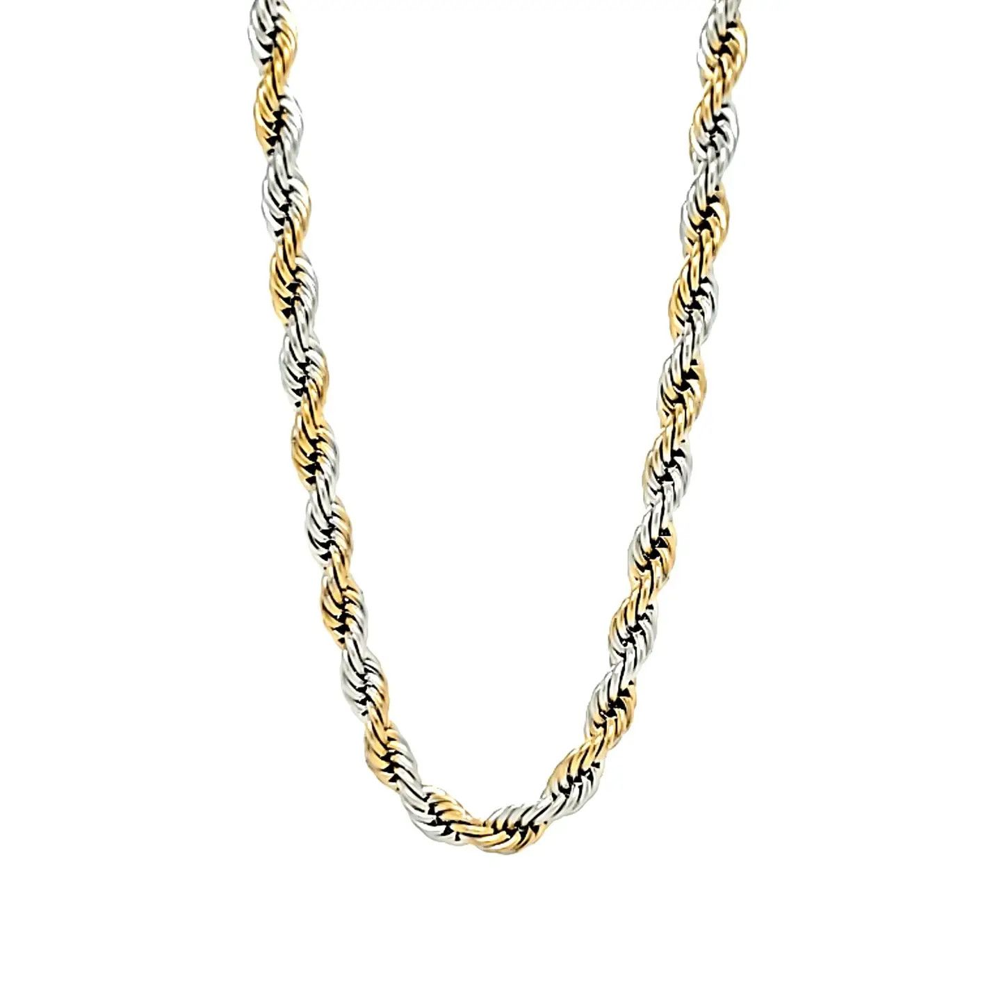 20" PVD Coated Rope Chain NK, Color: Stainless Steel-G, Size: 07mm