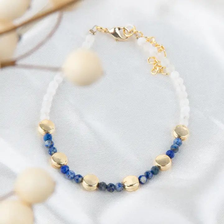 18K Gold Lapis Bracelet, Color: Gold, Size: O/S
