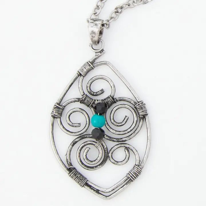 Nicole Wire Wrap Pendant, Color: Silver, Size: 18"