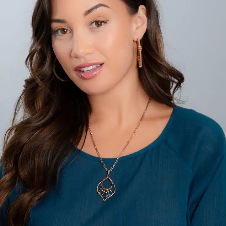 Rachel Wire Wrap Pendant, Color: Copper, Size: 18"