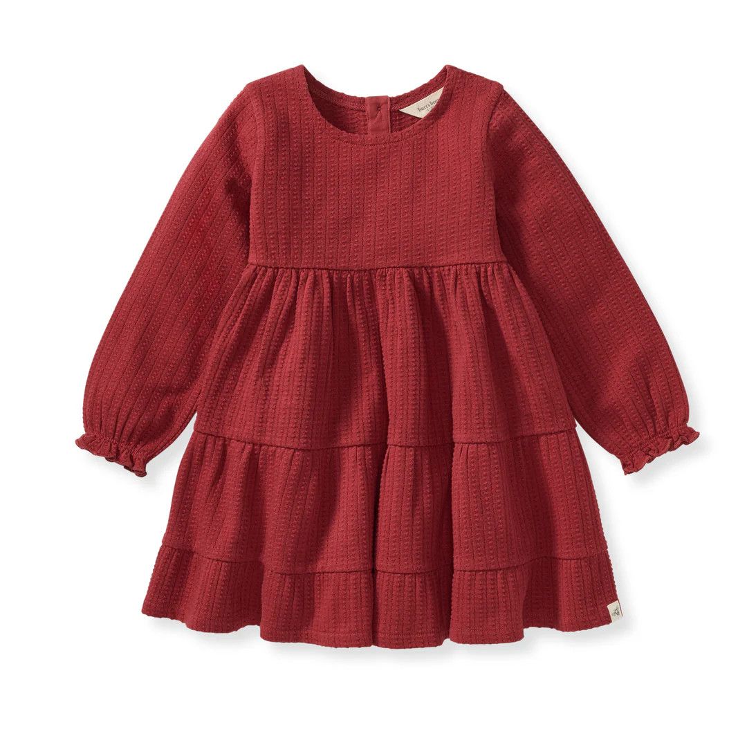 Dotted Cotton Dress, Color: Brick Red, Size: 4T