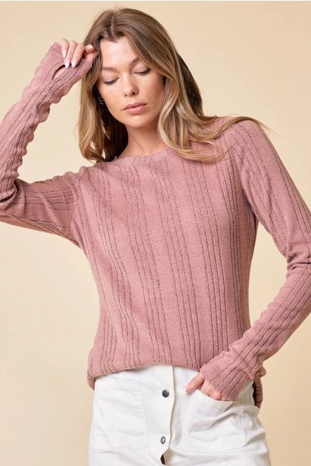 Round Neck Top, Color: Rose, Size: Small