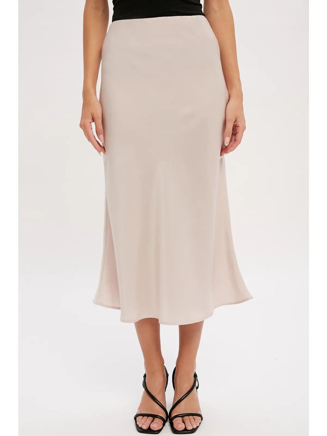 Satin Midi Skirt, Color: Pearl, Size: Small