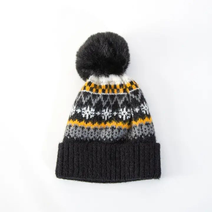 Nordic Knit Hat, Color: Black, Size: O/S