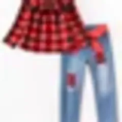Plaid Top &amp; Jean