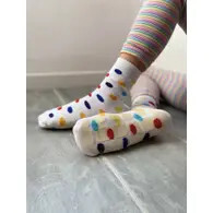 Dots Slipper Socks, Color: White Multi, Size: 3-5.5