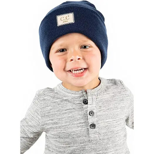 Kids No Pom Beanie, Color: Denim, Size: Kids