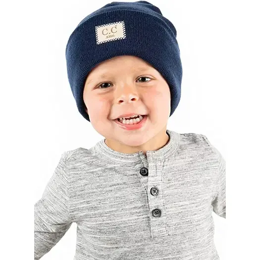 Kids Suede Patch Beanie