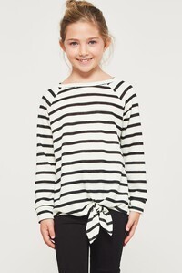 Striped Tied Top, Color: Olive/Ivory, Size: XS (4/6)