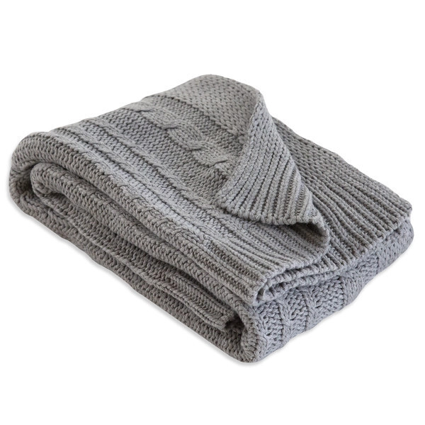 Cable Knit Stoller Blanket, Color: Grey, Size: O/S