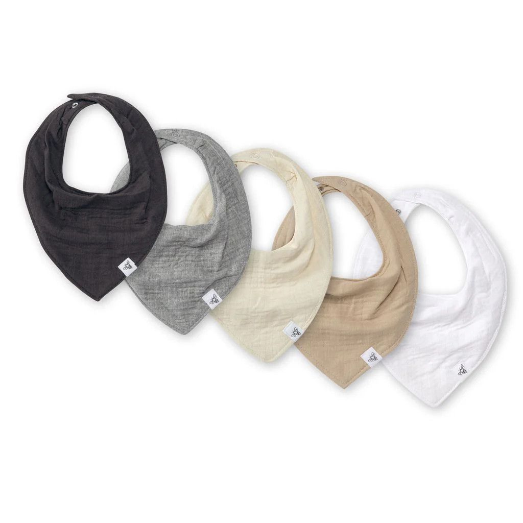 5 Bandana Bibs, Color: Ash, Size: OS