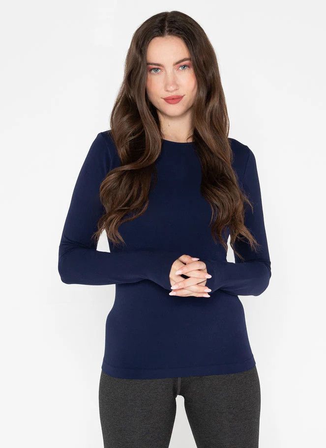 CEBT1020 Bamboo LS Crew Neck Navy O/S