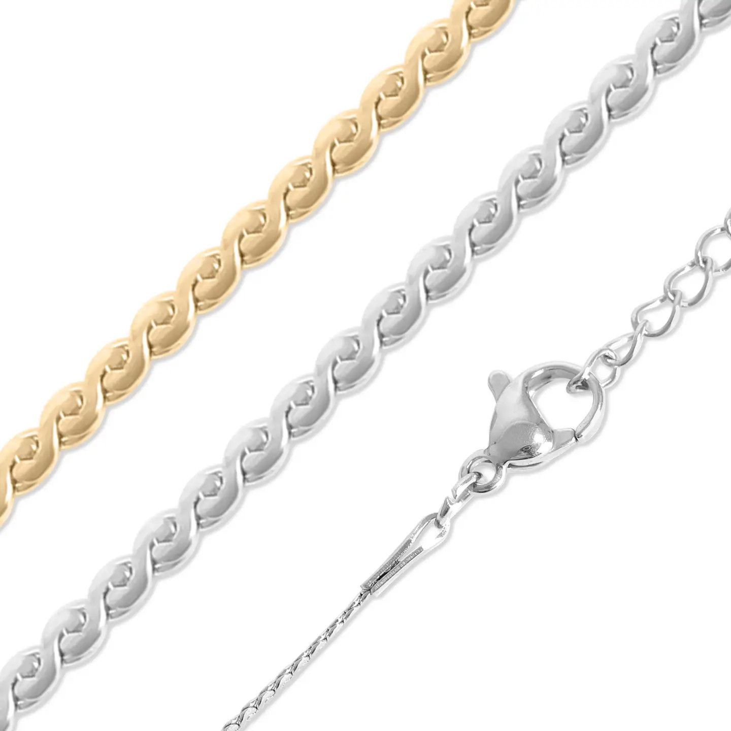 18" Serpentine Chain NK, Color: Stainless Steel, Size: Small